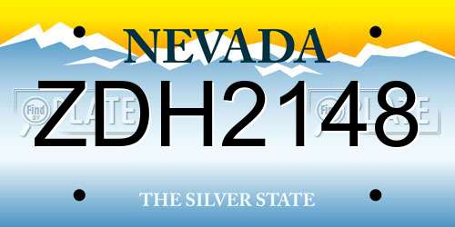 ZDH2148 Nevada License Plate