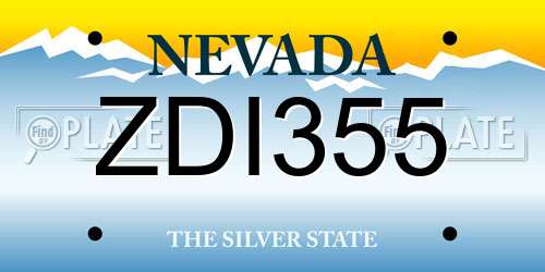 ZDI355 Nevada License Plate