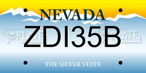 ZDI35B Nevada License Plate