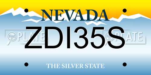ZDI35S Nevada License Plate