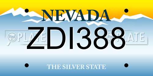 ZDI388 Nevada License Plate