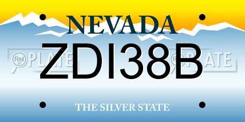 ZDI38B Nevada License Plate