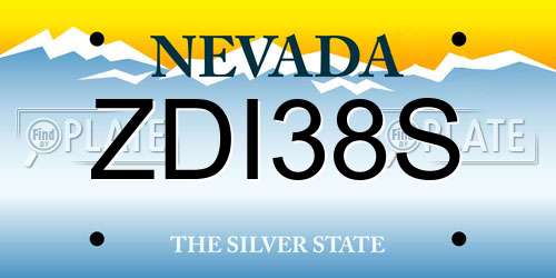 ZDI38S Nevada License Plate