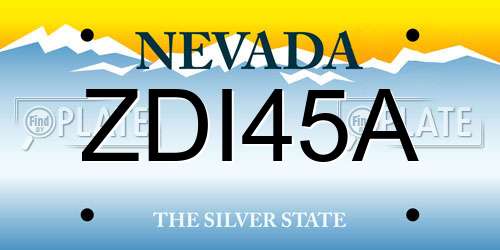 ZDI45A Nevada License Plate