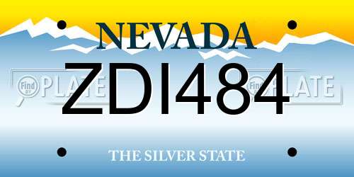 ZDI484 Nevada License Plate