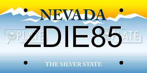 ZDIE85 Nevada License Plate