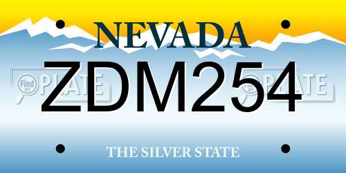 ZDM254 Nevada License Plate