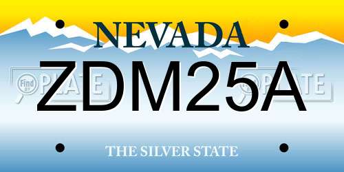 ZDM25A Nevada License Plate