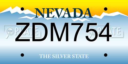 ZDM754 Nevada License Plate