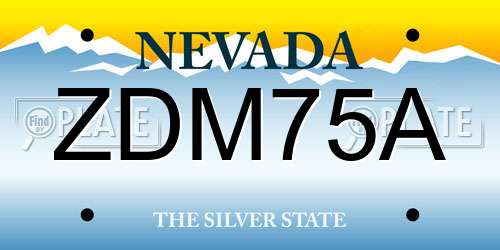 ZDM75A Nevada License Plate