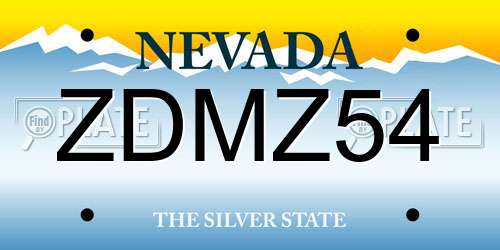 ZDMZ54 Nevada License Plate