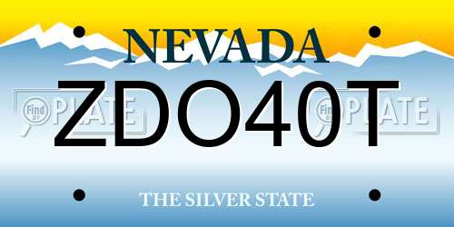 ZDO40T Nevada License Plate