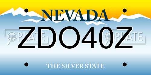 ZDO40Z Nevada License Plate