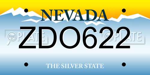 ZDO622 Nevada License Plate