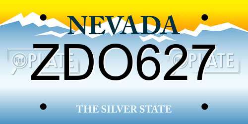 ZDO627 Nevada License Plate