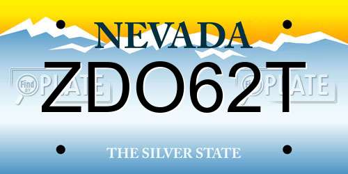 ZDO62T Nevada License Plate