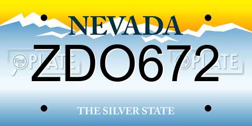 ZDO672 Nevada License Plate