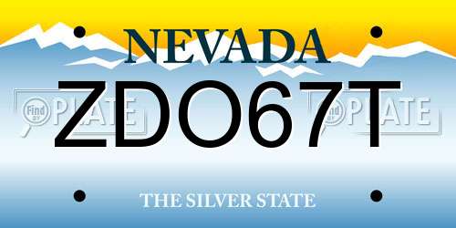 ZDO67T Nevada License Plate