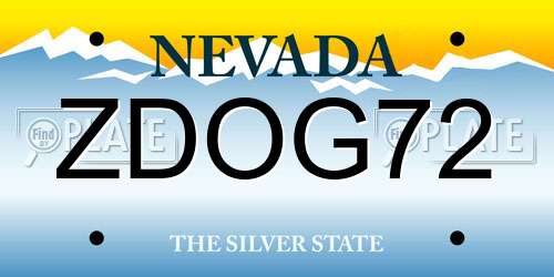 ZDOG72 Nevada License Plate