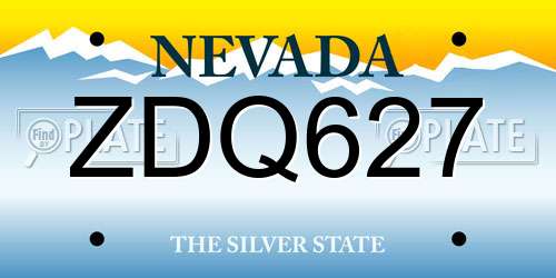 ZDQ627 Nevada License Plate