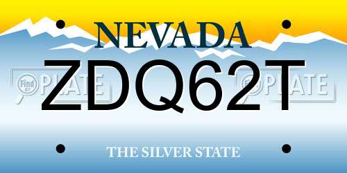 ZDQ62T Nevada License Plate