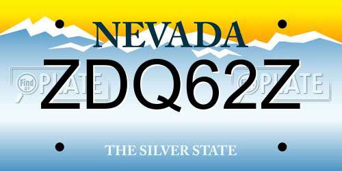 ZDQ62Z Nevada License Plate
