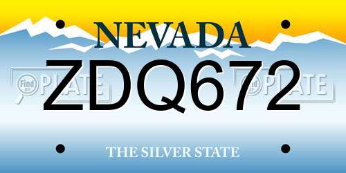 ZDQ672 Nevada License Plate