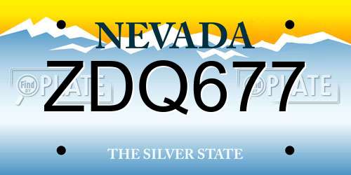 ZDQ677 Nevada License Plate
