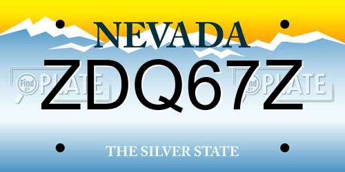 ZDQ67Z Nevada License Plate