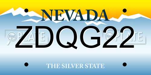 ZDQG22 Nevada License Plate