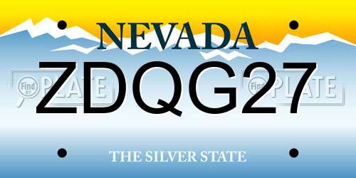 ZDQG27 Nevada License Plate