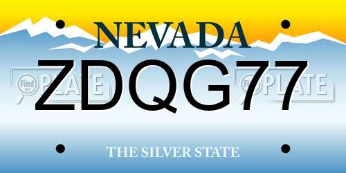 ZDQG77 Nevada License Plate