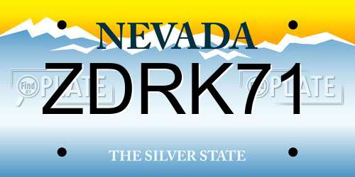 ZDRK71 Nevada License Plate