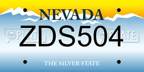 ZDS504 Nevada License Plate