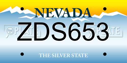 ZDS653 Nevada License Plate