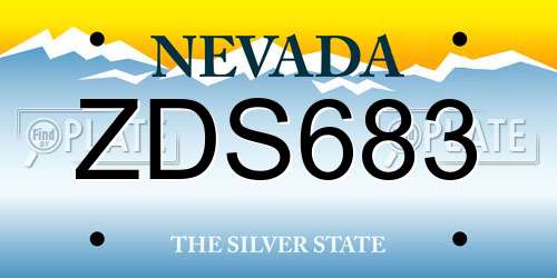 ZDS683 Nevada License Plate