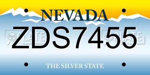 ZDS7455 Nevada License Plate