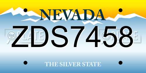 ZDS7458 Nevada License Plate