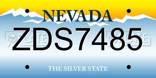 ZDS7485 Nevada License Plate