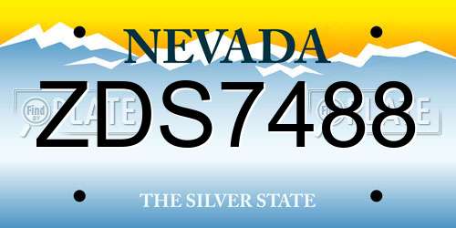 ZDS7488 Nevada License Plate