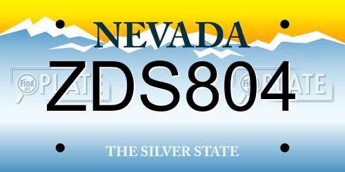 ZDS804 Nevada License Plate