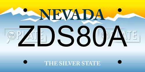 ZDS80A Nevada License Plate