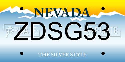 ZDSG53 Nevada License Plate