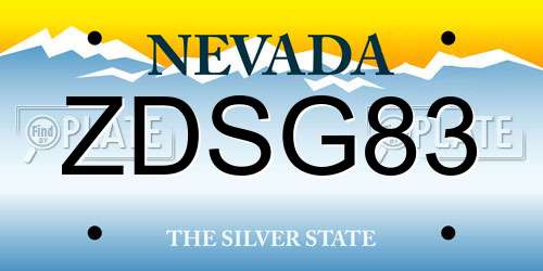 ZDSG83 Nevada License Plate