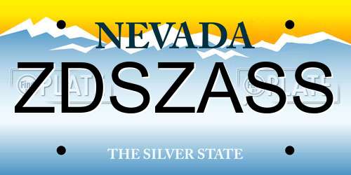 ZDSZASS Nevada License Plate