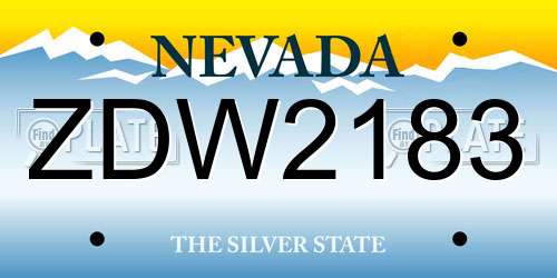 ZDW2183 Nevada License Plate