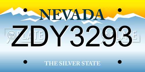 ZDY3293 Nevada License Plate