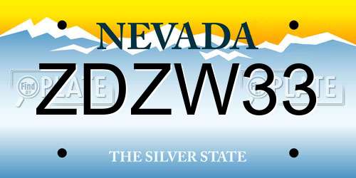 ZDZW33 Nevada License Plate