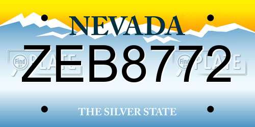 ZEB8772 Nevada License Plate