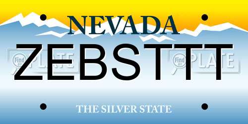 ZEBSTTT Nevada License Plate